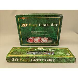 Set of Everstar Plastic Blow Santa 10 Strand String Christmas Lights, Mising One